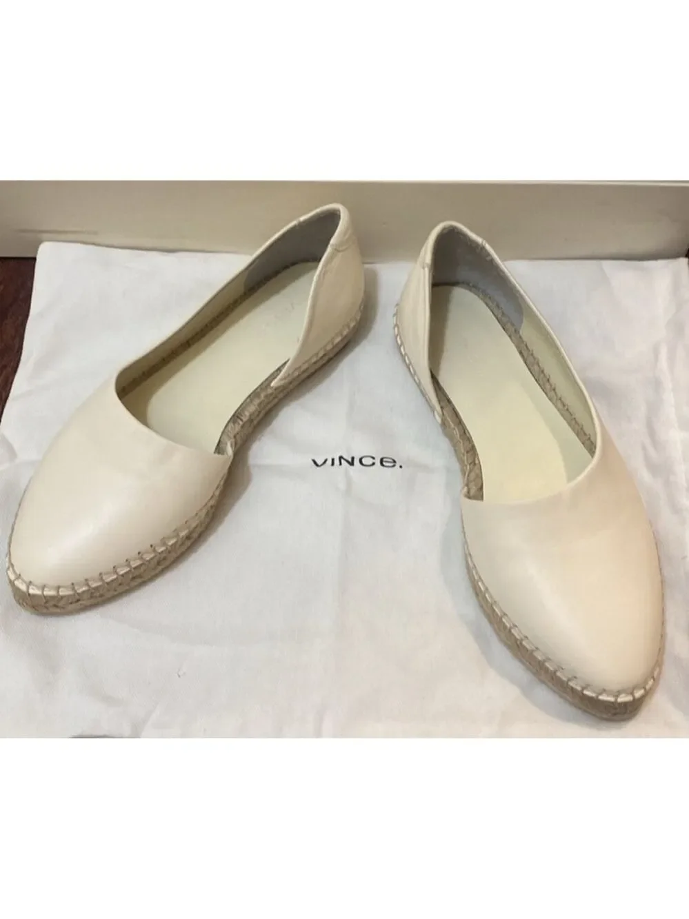 New Vince Tita Leather D'Orsay Espadrilles Beige 8.5